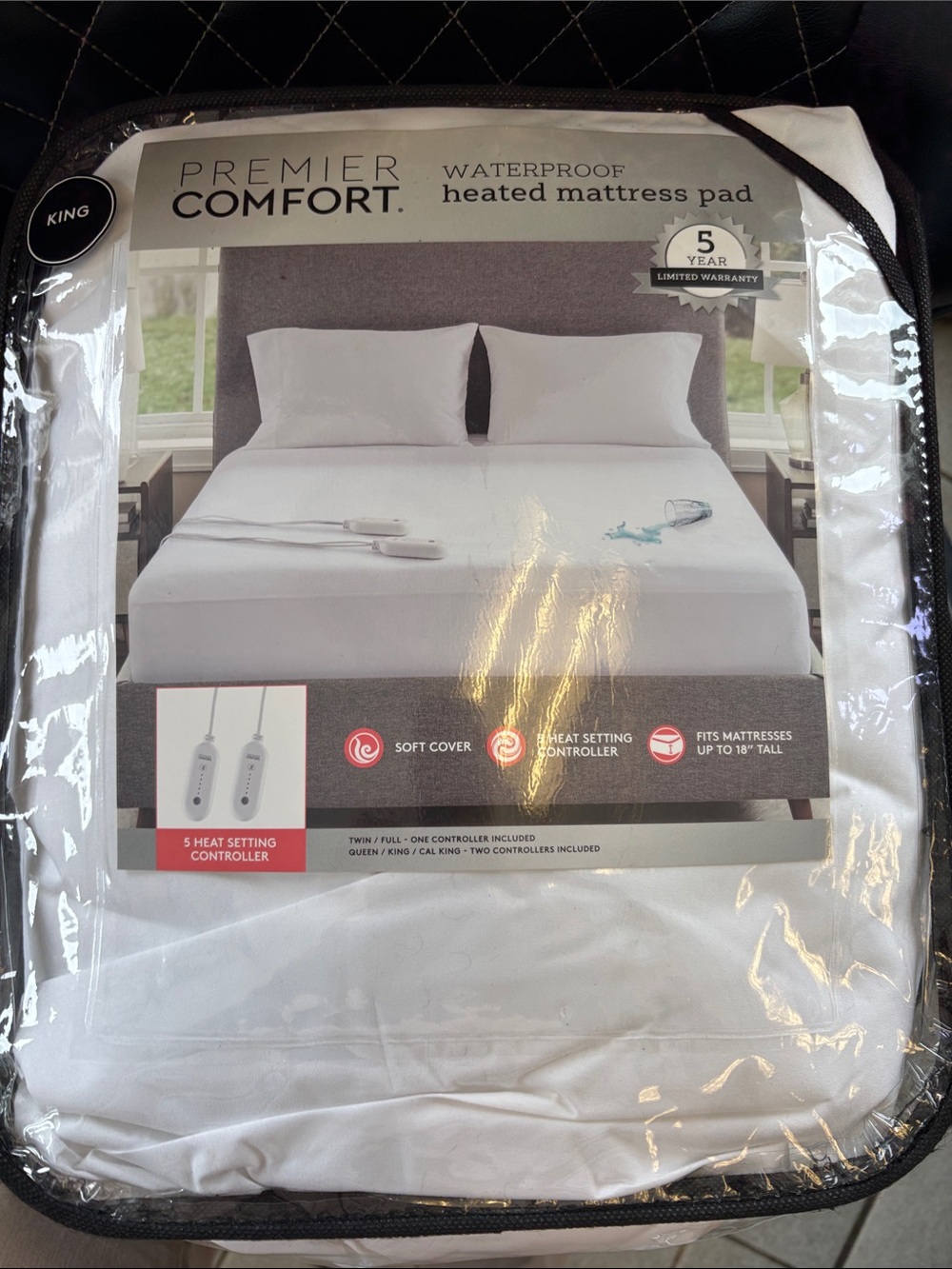 Premier White Waterproof Heated Mattress Pad - King